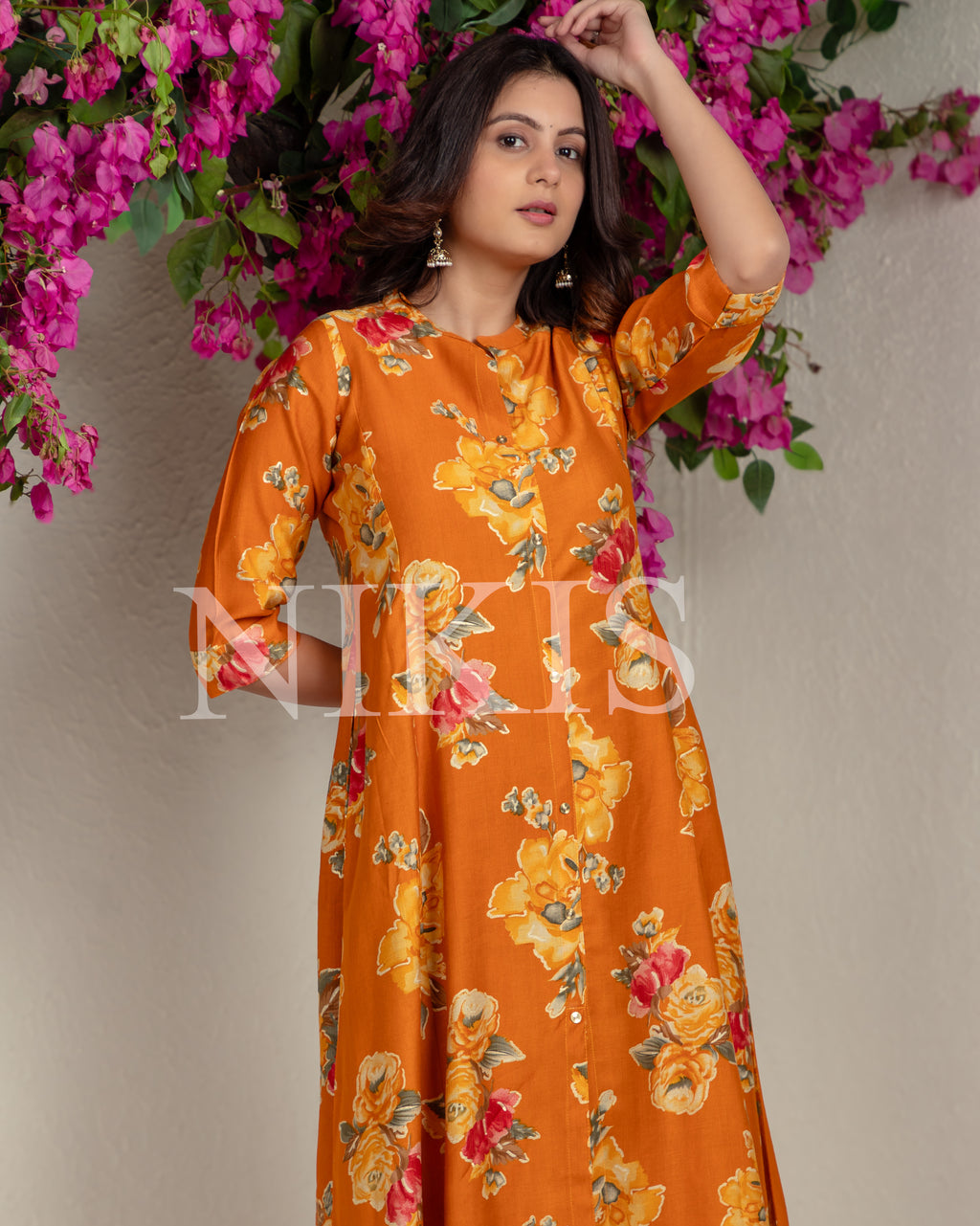 NIKIS | Viscose Kurta Set | Mango Orange
