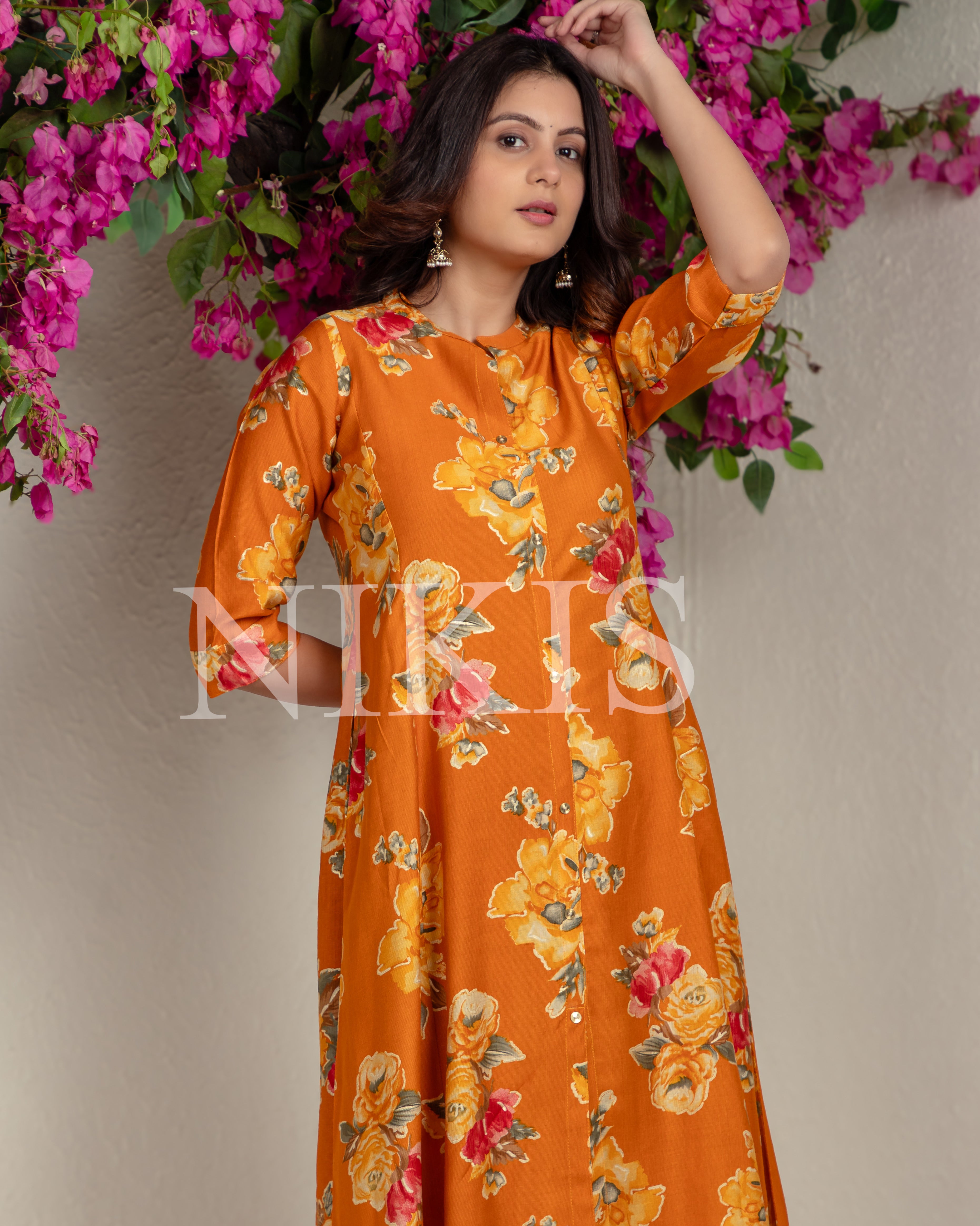 NIKIS | Viscose Kurta Set | Mango Orange