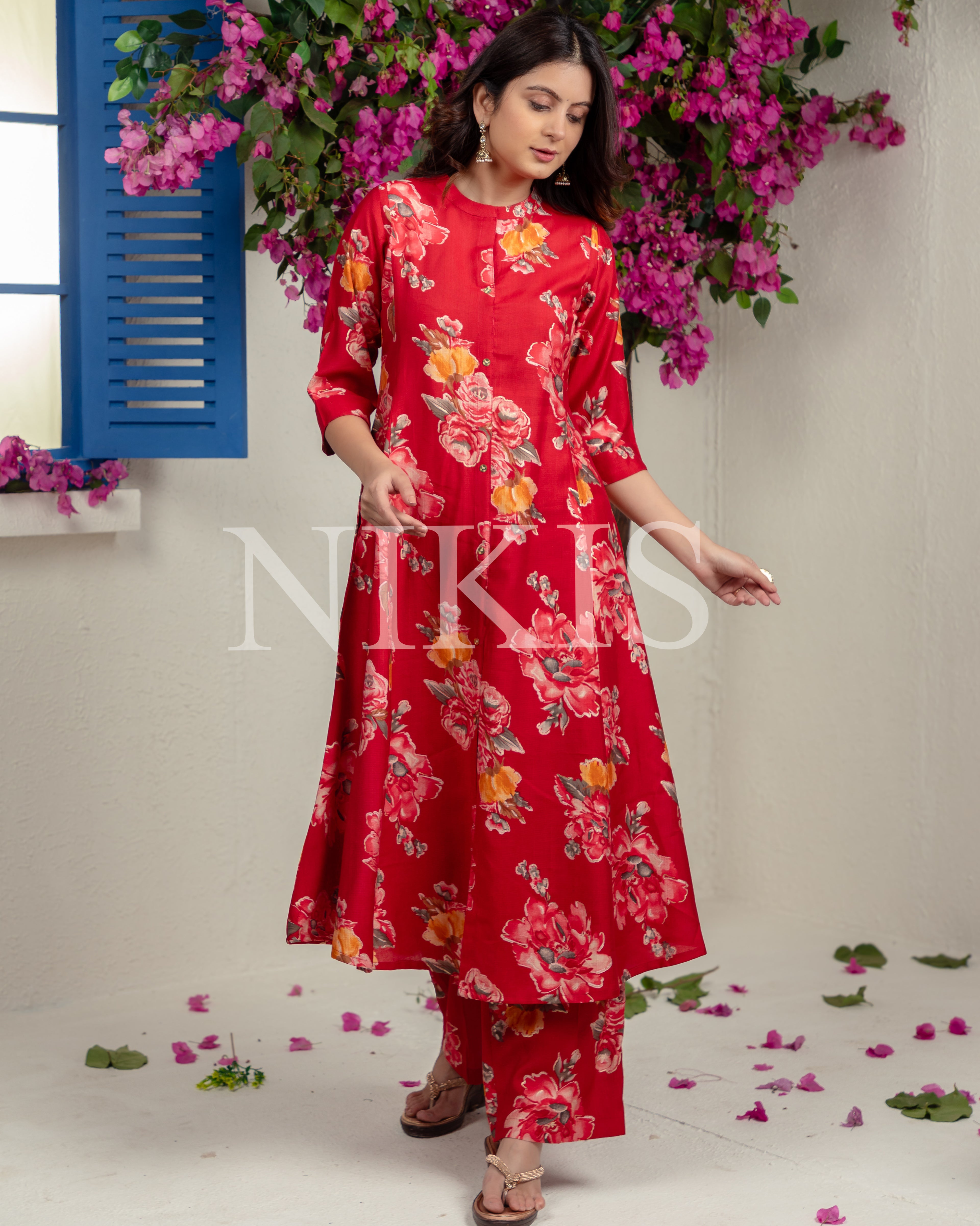 NIKIS | Viscose Kurta Set | Cherry Red