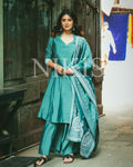 NIKIS | Chanderi Suit Set | Deep Aqua