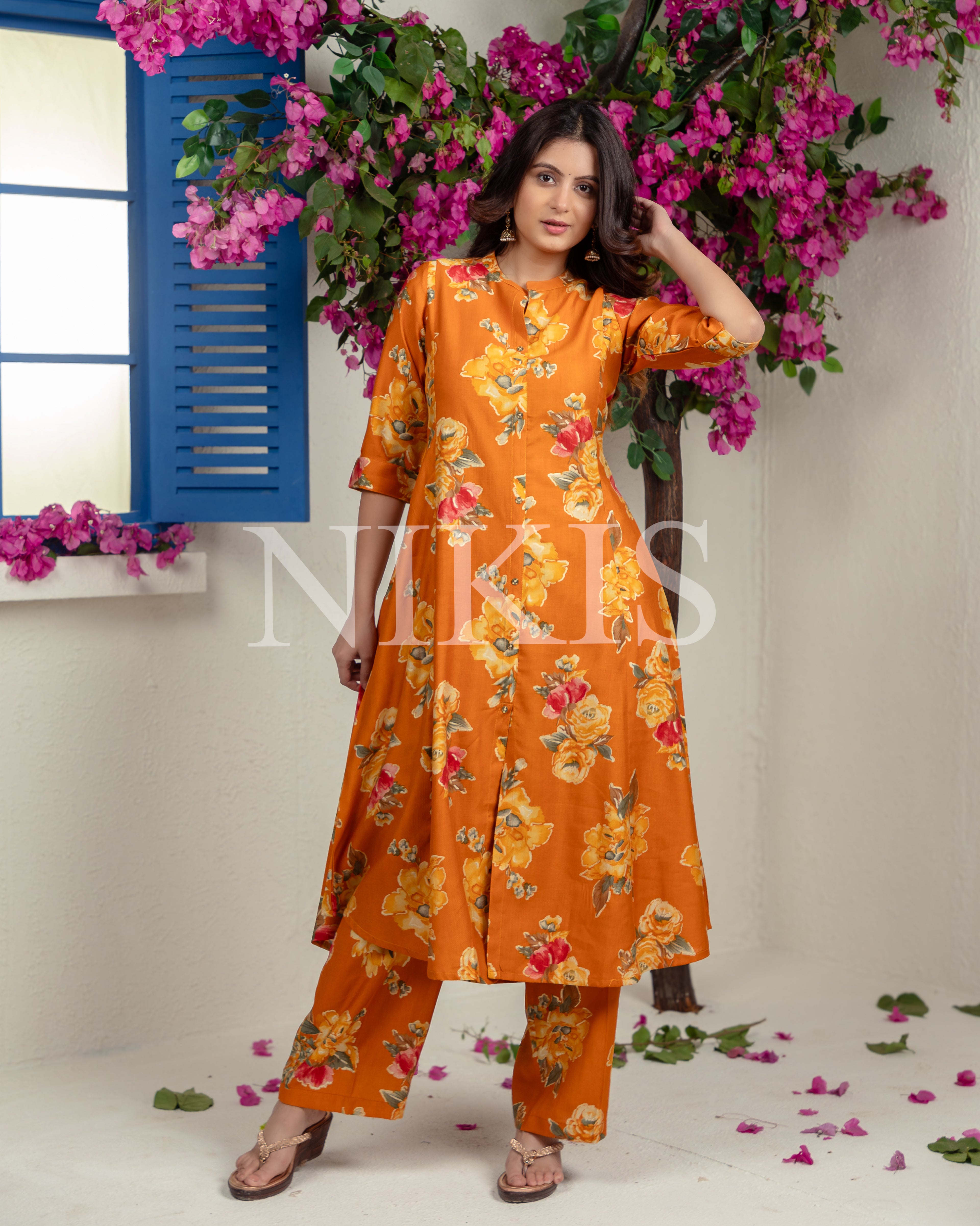 NIKIS | Viscose Kurta Set | Mango Orange