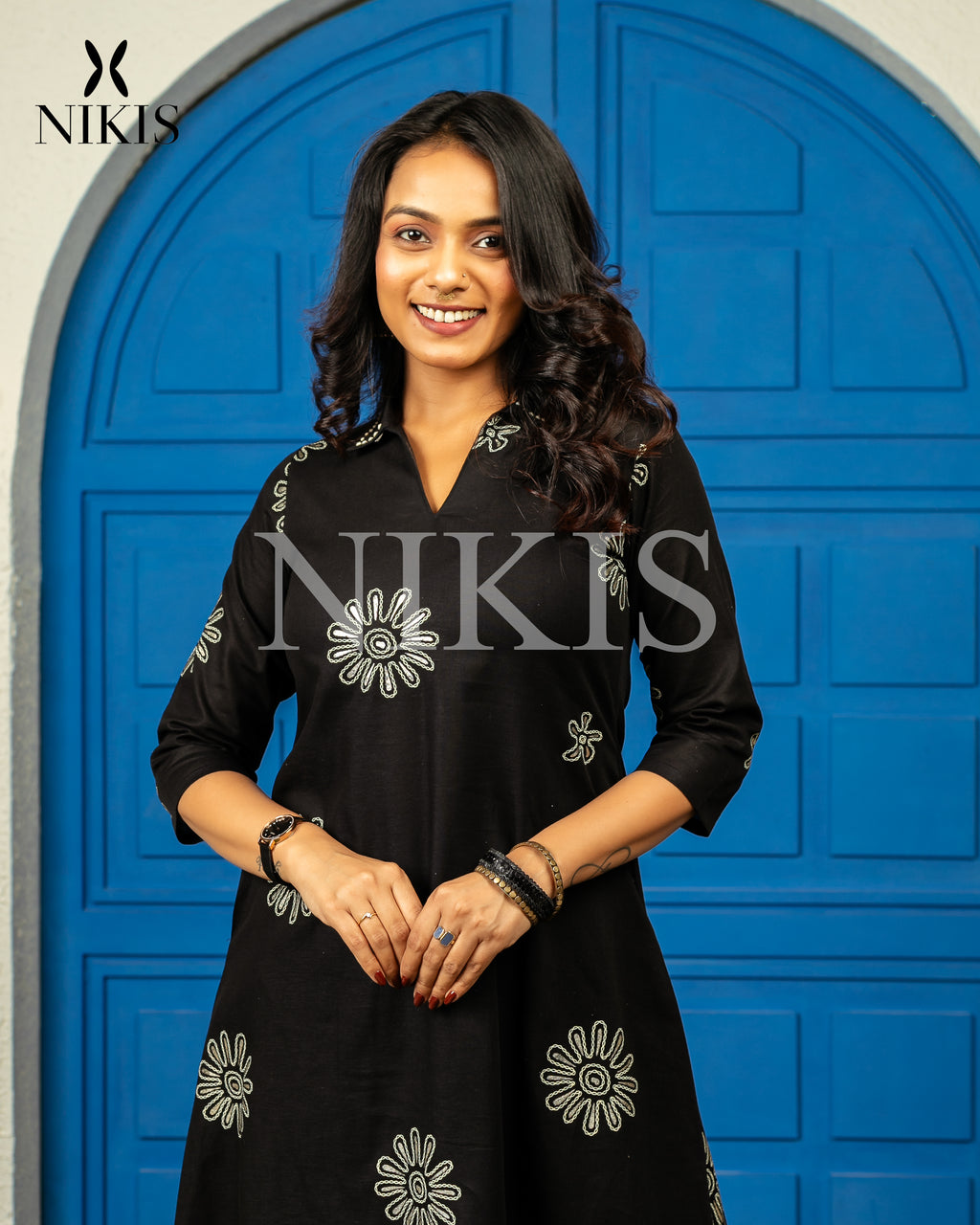 NIKIS | Cotton Kurta Set | Smoky Black