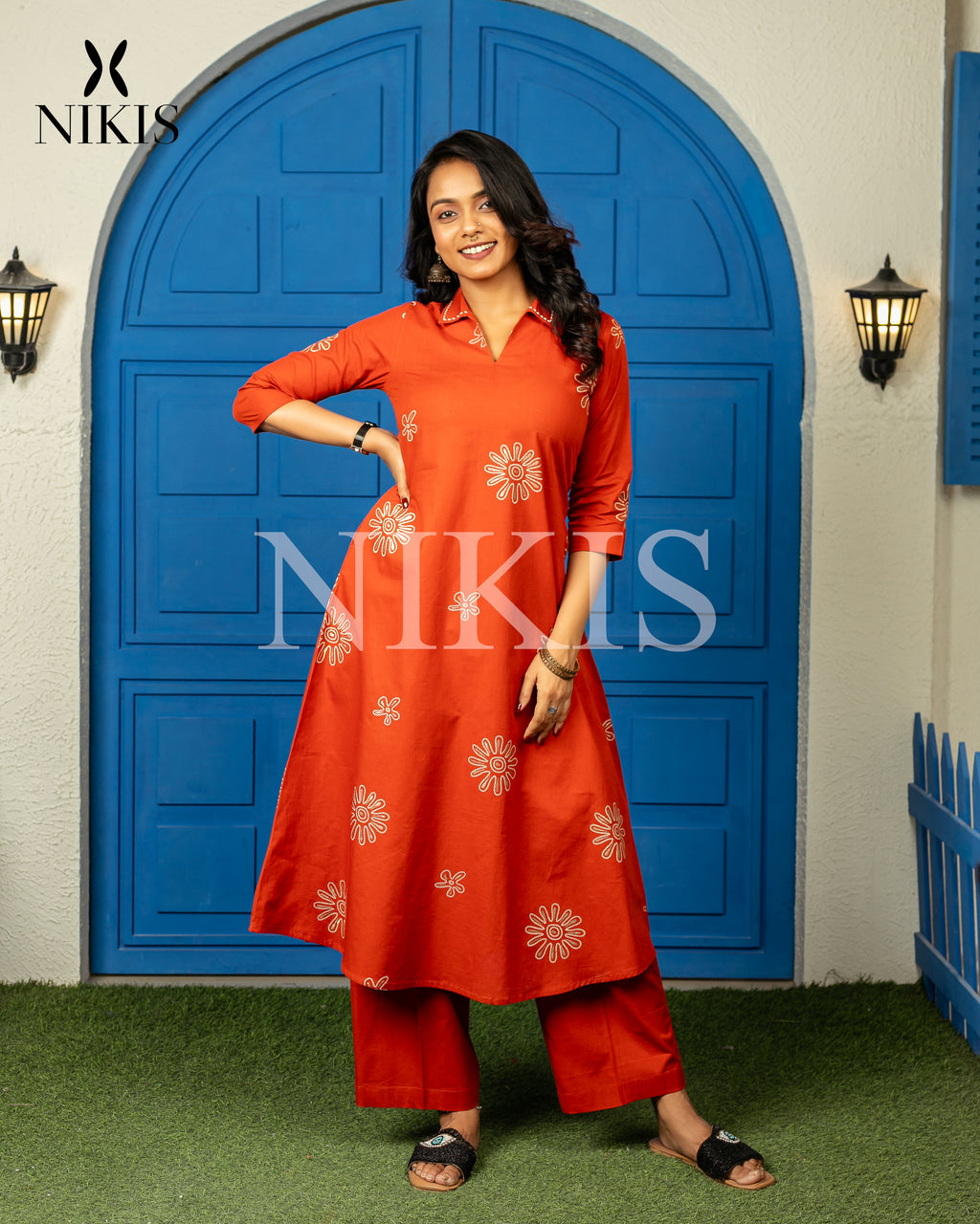 NIKIS | Cotton Kurta Set | Burning Orange