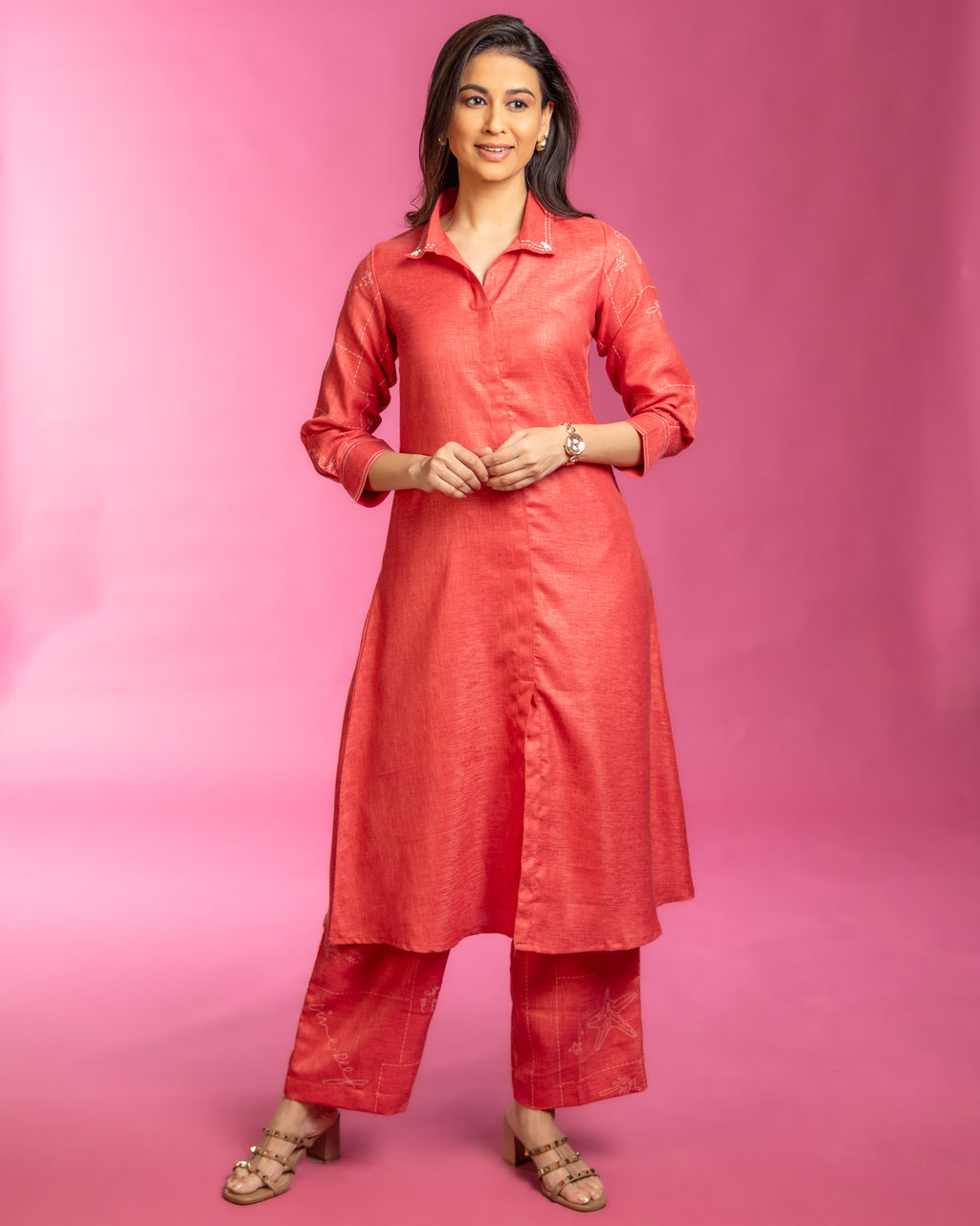NIKIS | Linen Cotton Co-ord Set | Salmon Pink