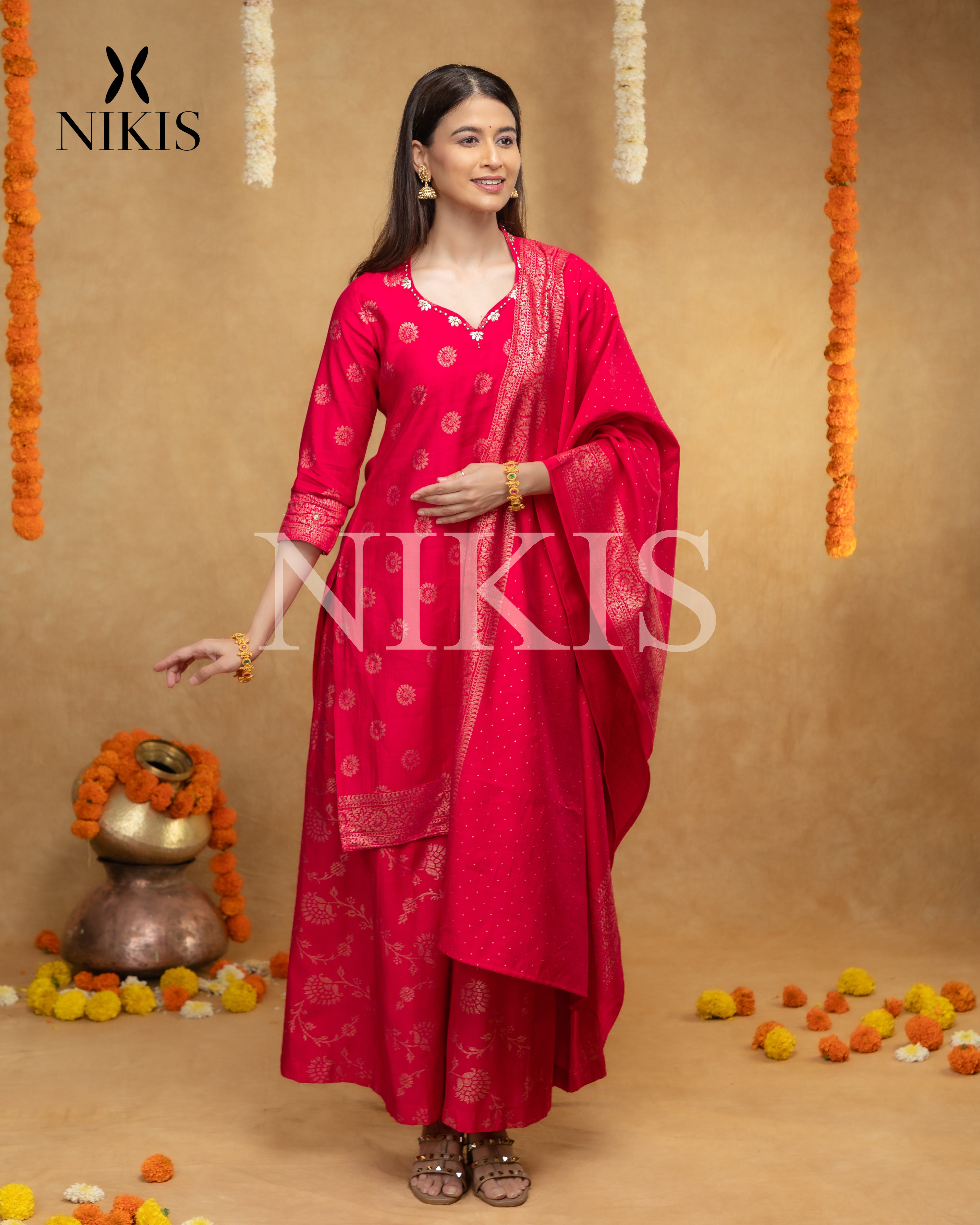 NIKIS | Viscose Blend Suit Set | Raspberry Pink