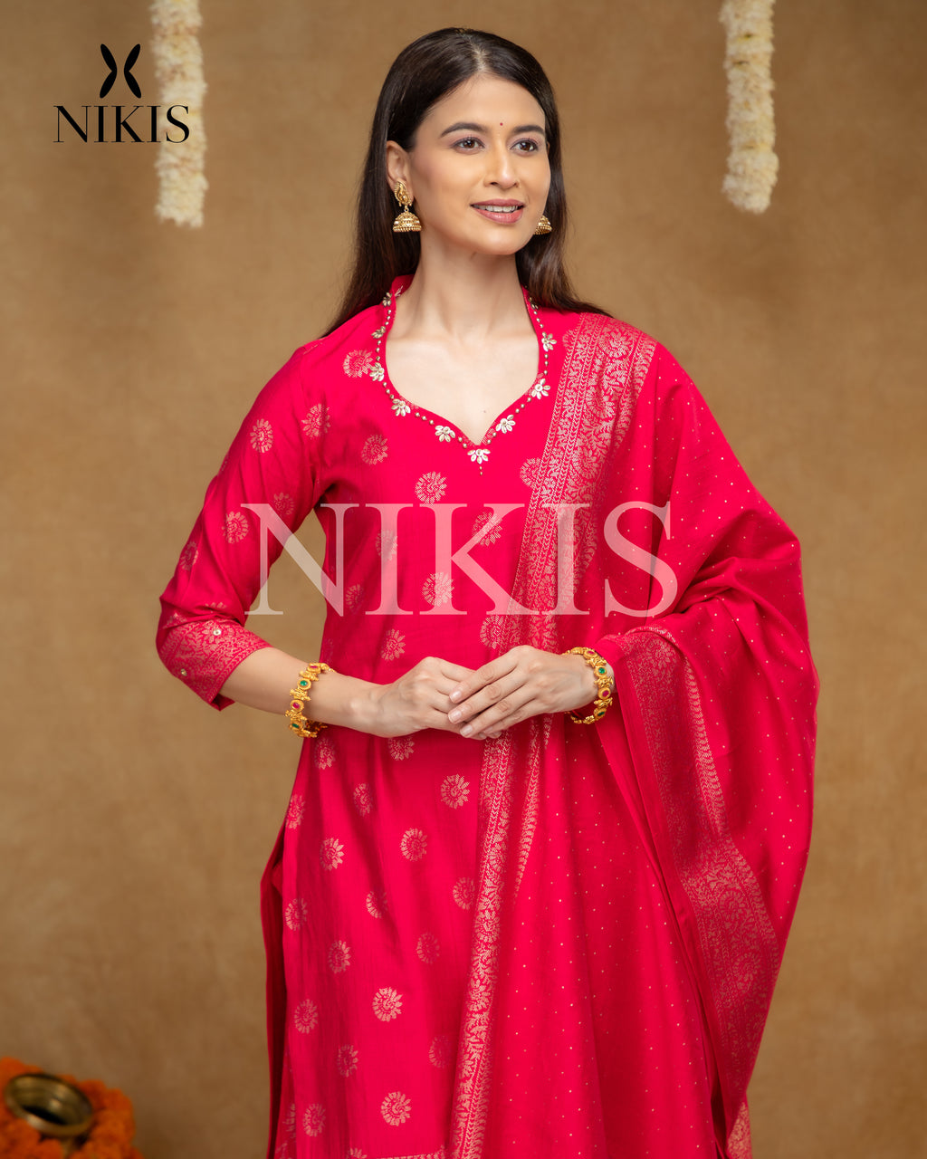 NIKIS | Viscose Blend Suit Set | Raspberry Pink