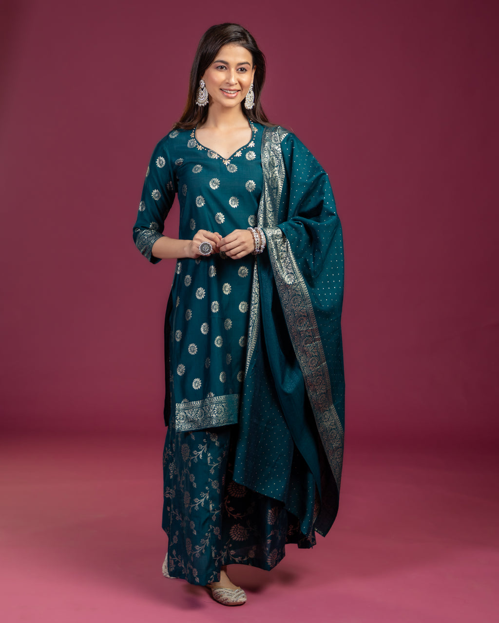 NIKIS | Viscose Blend Suit Set | Deep Sea Green