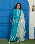 NIKIS | Viscose Suit Set | Teal Blue