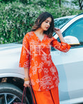 NIKIS | Viscose Blend Kurta Set | Halloween Orange