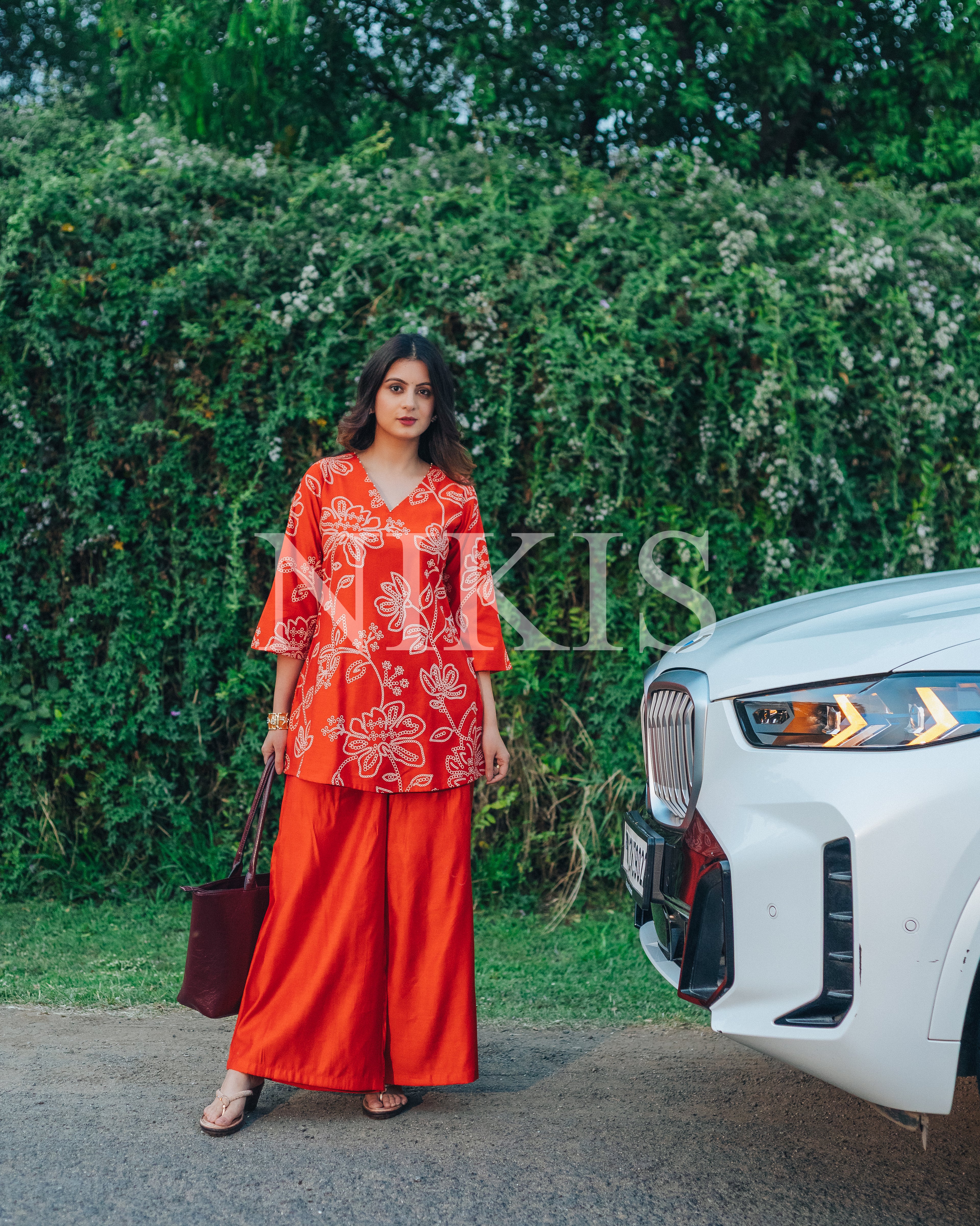 NIKIS | Viscose Blend Kurta Set | Halloween Orange
