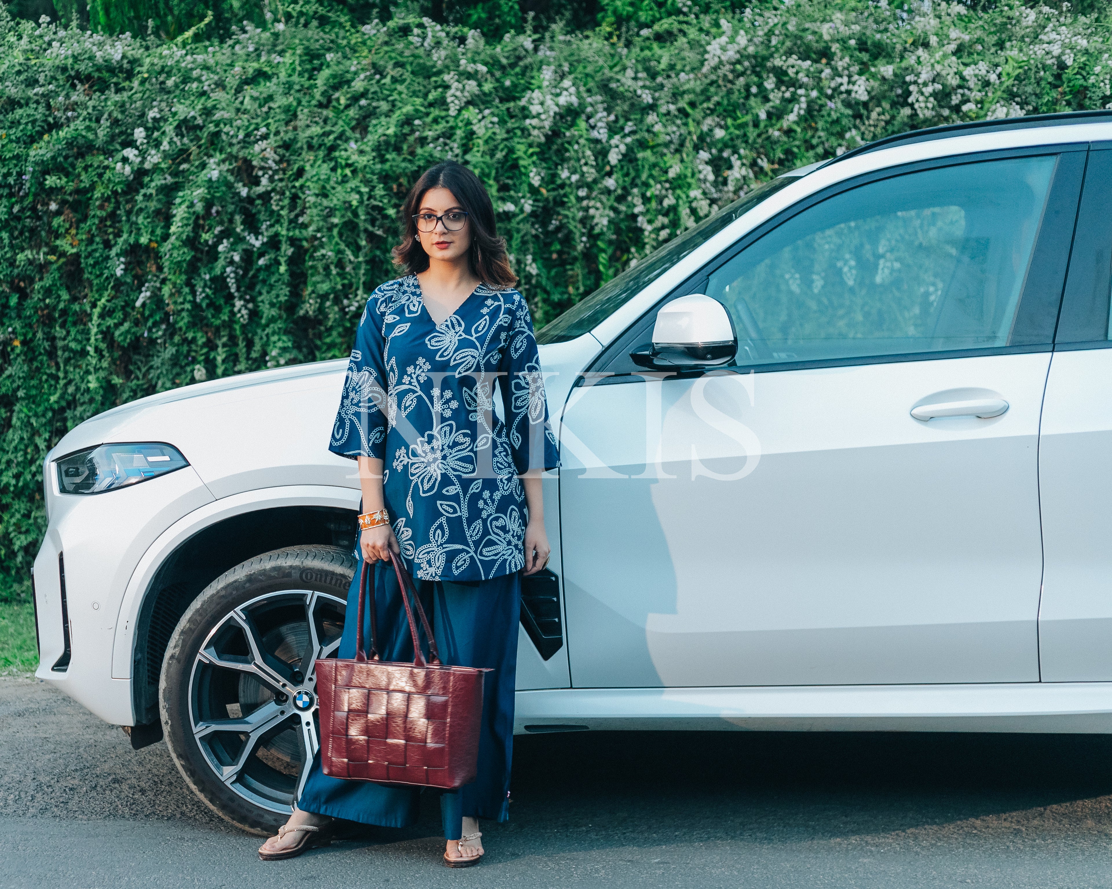 NIKIS | Viscose Blend Kurta Set | Blue Whale
