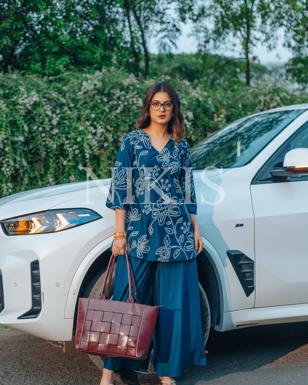 NIKIS | Viscose Blend Kurta Set | Blue Whale