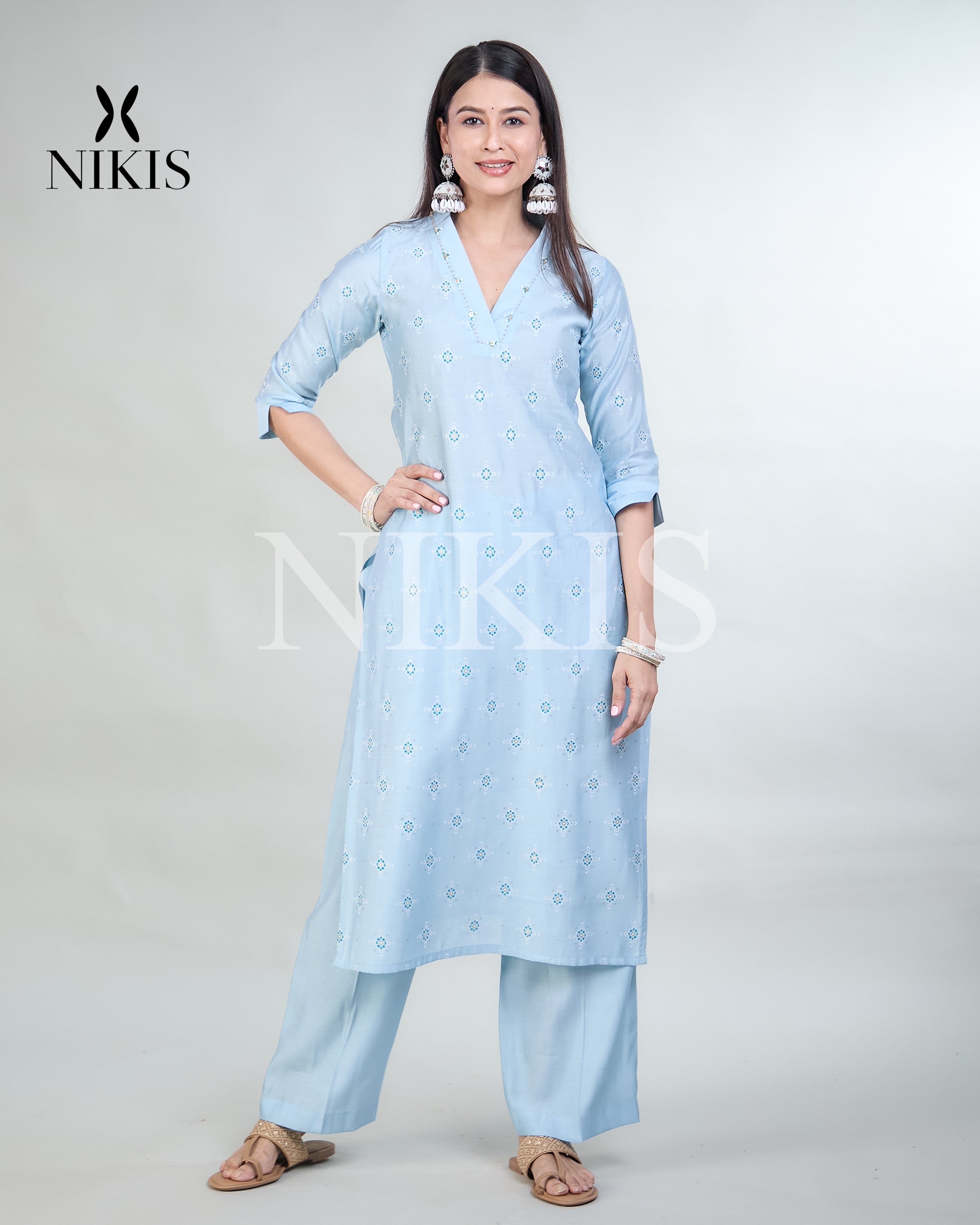 NIKIS | Viscose Kurta Set | Blue Lily
