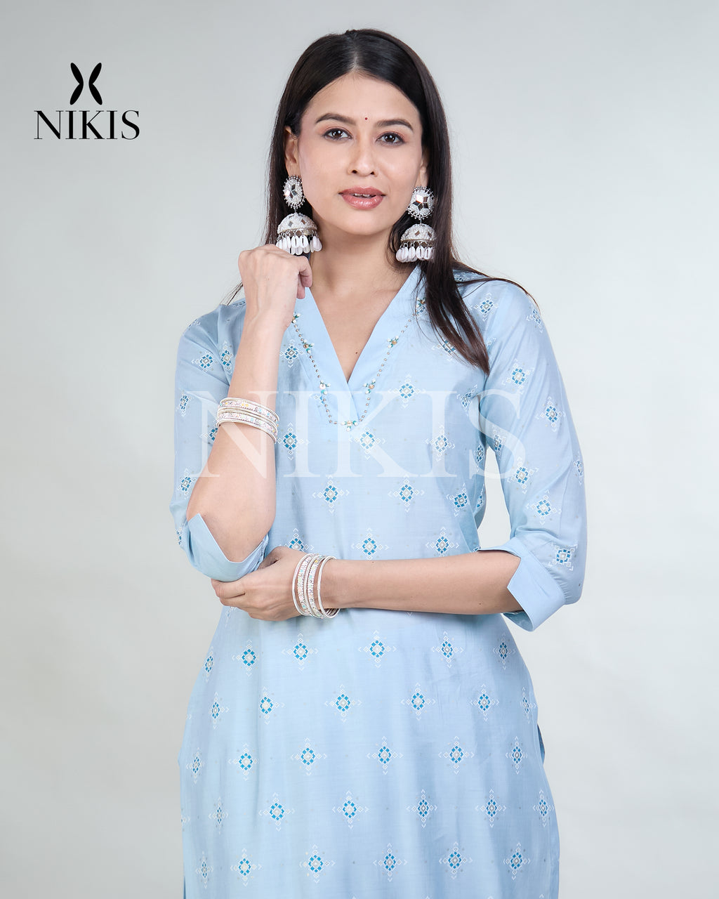 NIKIS | Viscose Kurta Set | Blue Lily