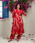 NIKIS | Viscose Kurta Set | Cherry Red