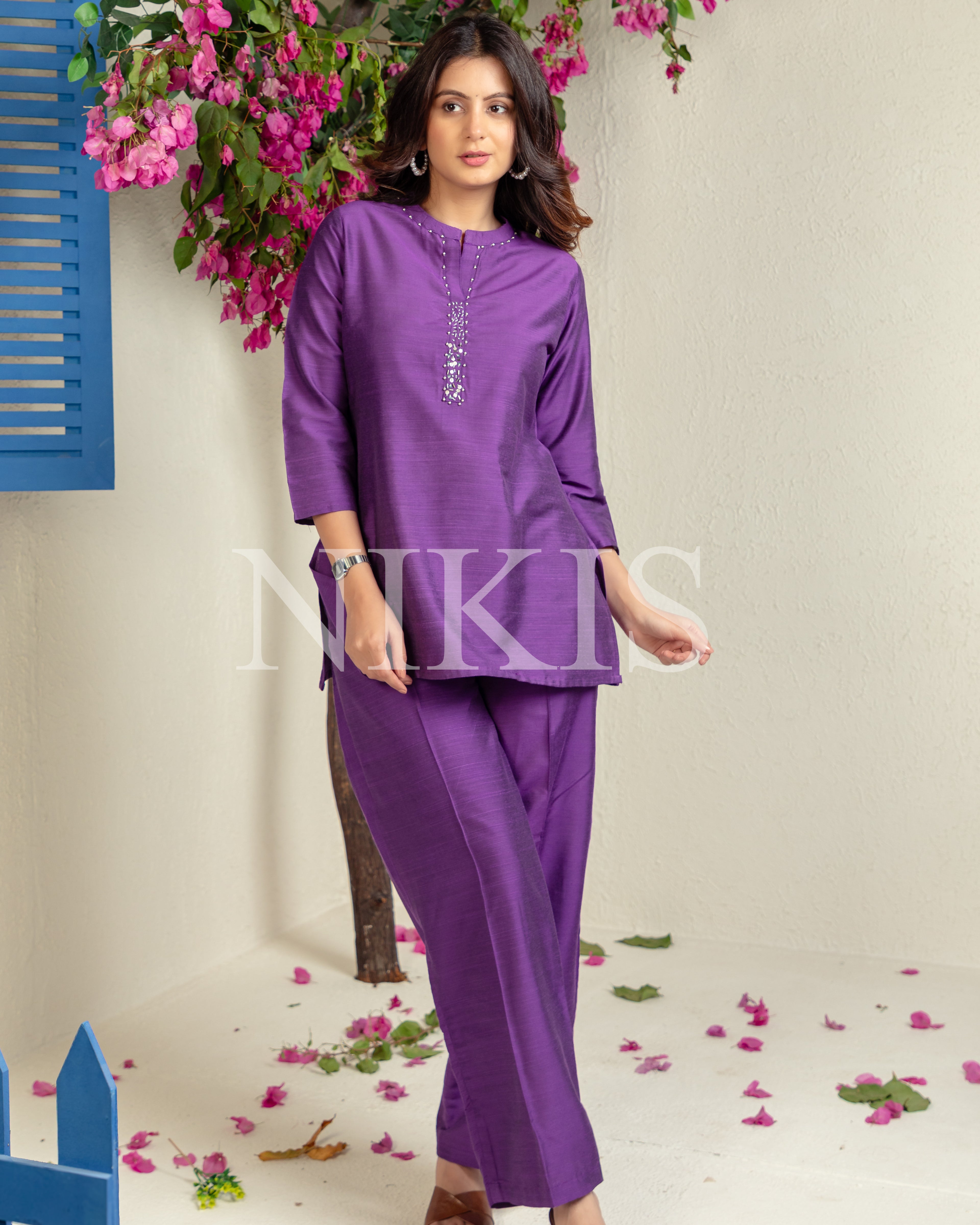 NIKIS | Silk Co-ord Set | Purple Jam