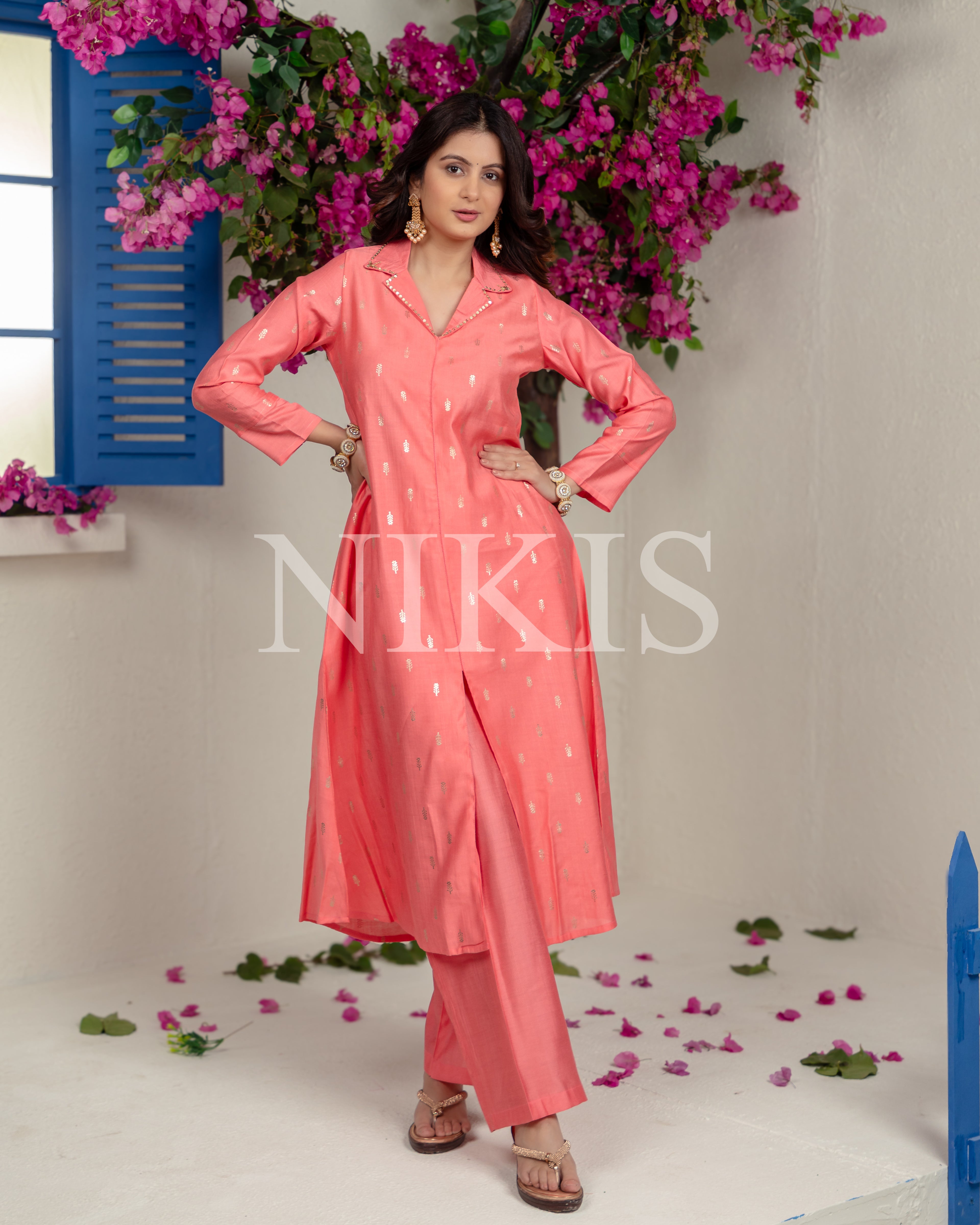 NIKIS | Viscose Kurta Set | Salmon Pink