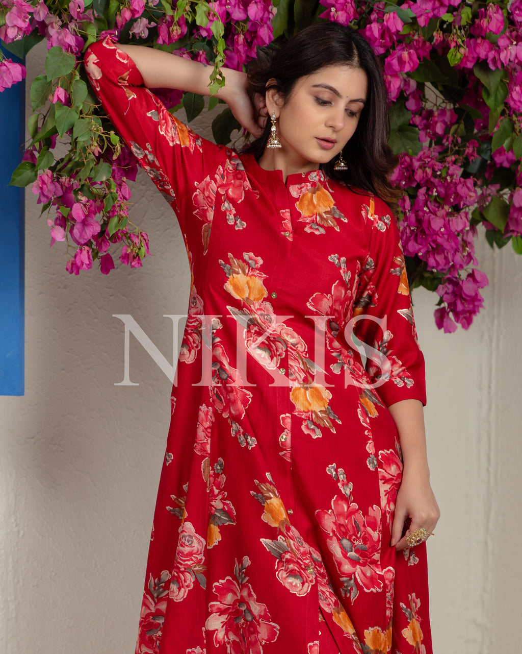 NIKIS | Viscose Kurta Set | Cherry Red