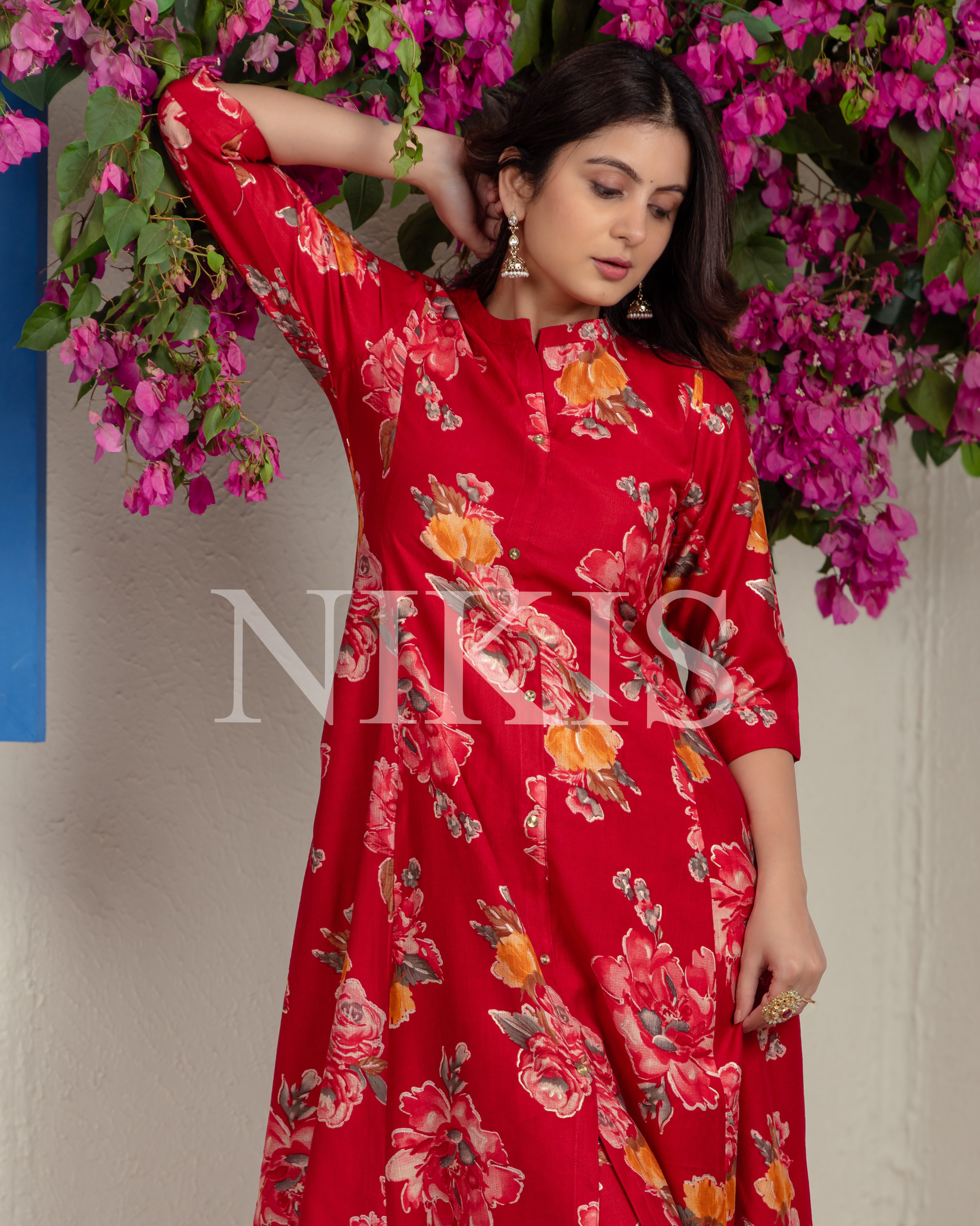 NIKIS | Viscose Kurta Set | Cherry Red